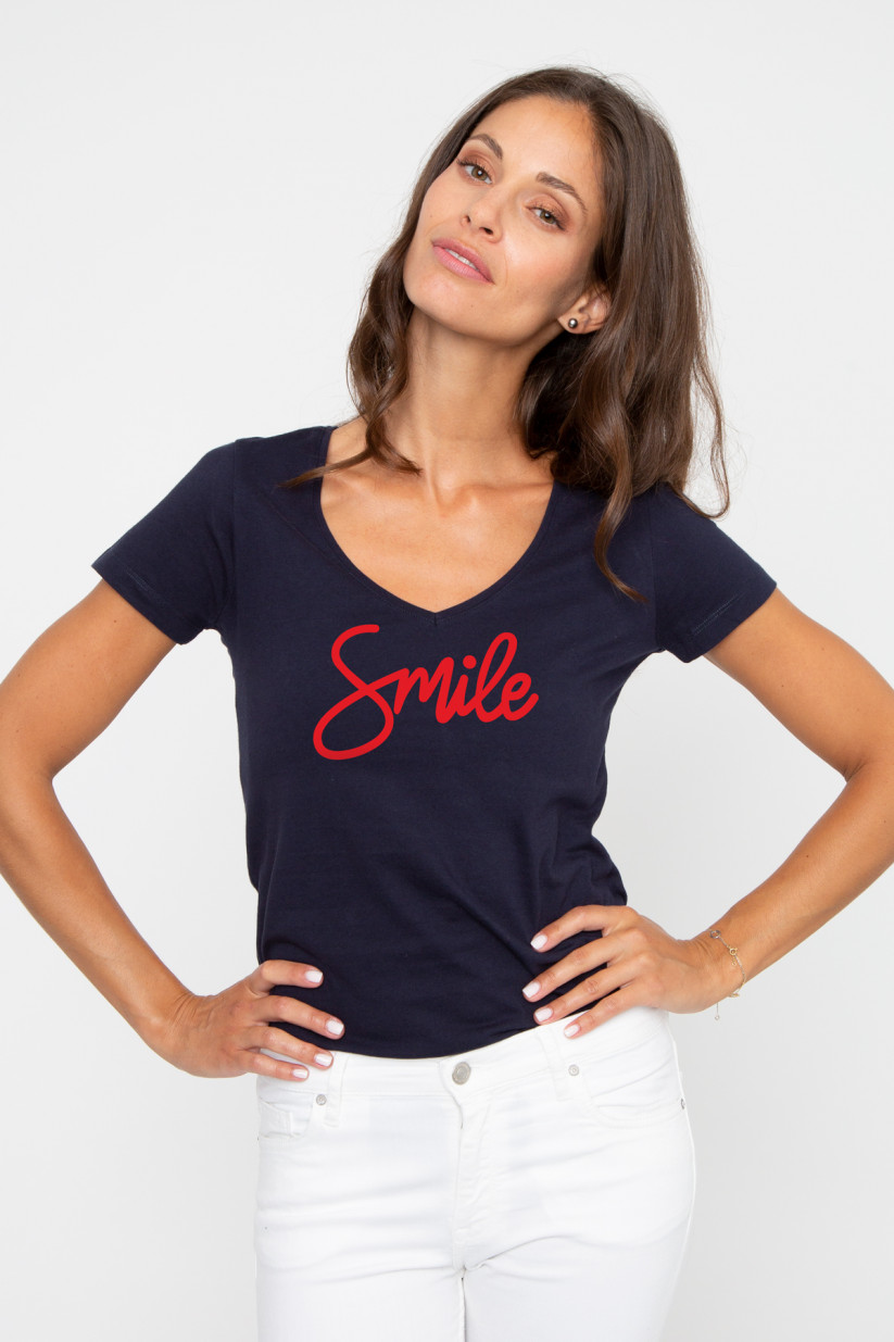 Tshirt femme col V SMILE by French disorder