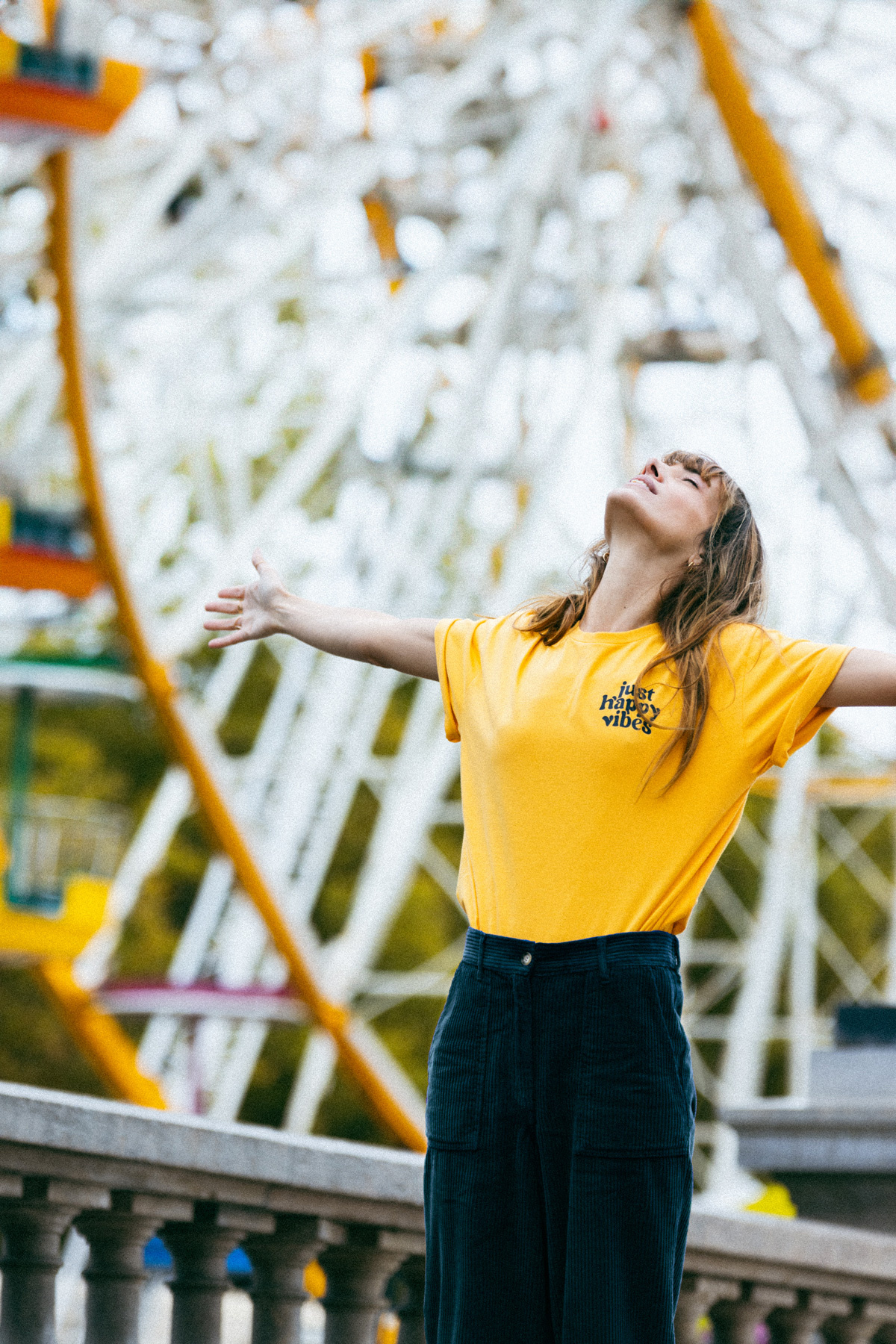 Tshirt col rond JUST HAPPY VIBES